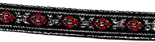 BEEKLEY BOWS Metallic Pattern Craft Sewing Jacquard Ribbon Trim (3/8" Poly Floral, Black/Red/Gold)