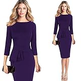 Hemlock Business Dress Lady, Women's Bodycon Dress Formal Dress Office Lady Dress Elegant Tunic Dress (L, Purple)