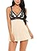 Avidlove Women Babydoll Lace Embroidery Lingerie Set Mesh Chemise Nightwear Outfits Apricot XX-Large