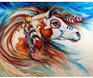 Hand-painted Graphics Modern Wall Art On Canvas Animal Oil Painting indian war horse wind thunder marcia baldwin Pictures Room Decor