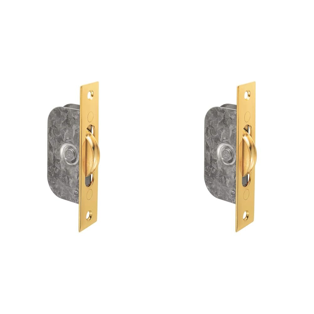 Carlisle Brass AQ93 Sash Window Axle Pulley Square Forfend with Brass Wheel, Polished Brass, 119 mm x 25.5 mm (Pack of 2)