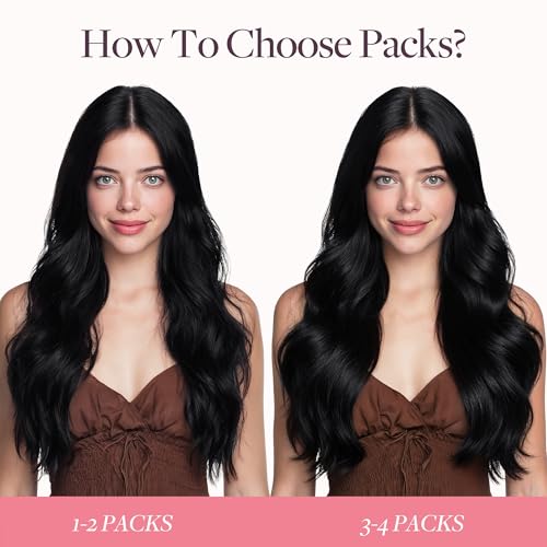 GOO GOO Tape in Hair Extensions Human Hair, 1 Jet black, 20inch 50g 20pcs, Skin Weft Seamless Invisible, Silky Straight with Thick Ends, Remy Human Hair