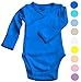 Boys Girls Baby Onesie made with Organic Cotton - Long Sleeve Kimono Style with Side Snaps Bodysuit and Gloved Sleeve - Deep Blue 3M