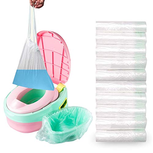 100 Pack Portable Potty Chair Liners with Drawstring Potty Bags, Potty