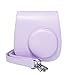 Blummy PU Leather Camera Case Compatible with Fujifilm Instax Mini 11/ Mini 9/ Mini 8 Instant Camera with Adjustable Strap and Pocket (Grape)