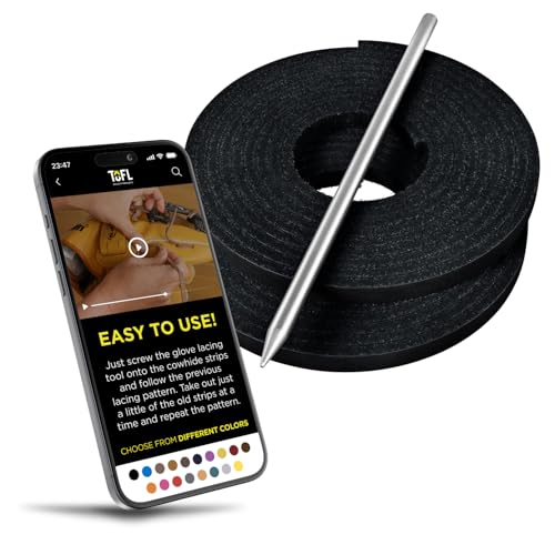 TOFL Softball and Baseball Glove Lace Kit | Mitt Lace Glove Repair Lacing Kit | 2 Leather Laces with Lacing Needle for Catchers Glove