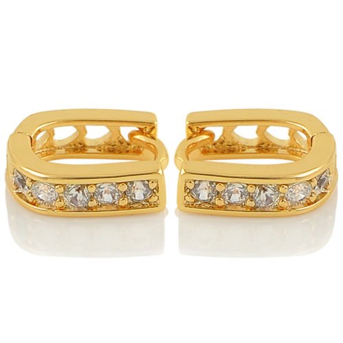 ERAWAN New Fashion Women U-shape Crystal Harp Huggie Earrings Noble Ear Hoop Jewelry sakcharn (Gold) - Thumbnail 4