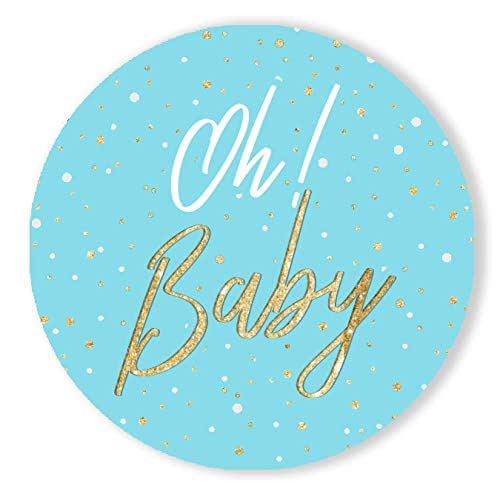 Oh Baby Blue Baby Shower Round Stickers Handmade Products