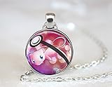 Mew Pokeball Necklace // Legendary Pokemon // 1 Inch Round Pendant Gift Idea Gamer Gear