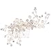 BriLove Wedding Bridal Hair Comb Accessories with Ivory Color Simulated Pearl Crystal Floral DIY Handmade Bendable Filigree Bead for Women Clear Silver Tone.