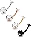 Jstyle 4 Pcs a Set 14G 316L Stainless Steel Belly Button Ring Cubic Zirconia Navel Rings Body Jewelry
