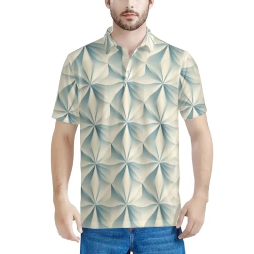 HUGS IDEA Geometric Pattern Mens Golf Shirt for
