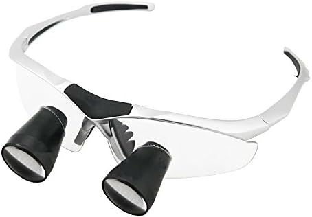 Dental Surgical Loupes TTL Series Ultra-light 2.5X Magnification Medical Binocular Loupes with Sporty Frame and Cloth Case (280-380mm Working Distance, S)