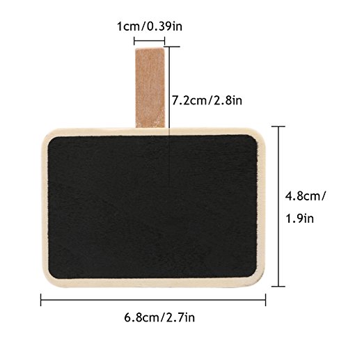 Dedoot 24pcs Rectangle Chalkboard Decorative Wooden Chalk Board Clip, Message Chalk Board Signs Labels Clips for Wedding Kitchen Party Decor Note Taking