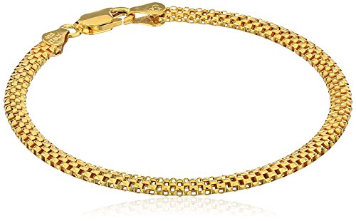 Gold Plated Sterling Silver Mesh Chain Bracelet, 7"