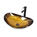 PULUOMIS Tempered Glass Vessel Bathroom Vanity Sink, Modern Artistic Oval Washing Bowl, Oil Rubbed Bronze Faucet & Pop-Up Drain Combo