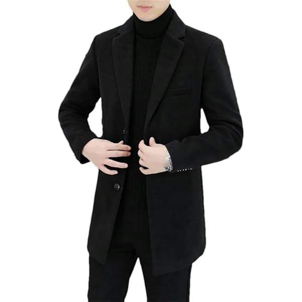 ZYTECO Men's Wool Blend Pea Coat Single Breasted Slim Fit Trench