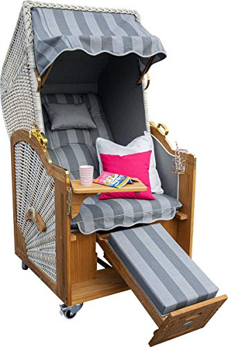 Strandkorb der Extraklasse produziert in Deutschland Modell Weekend Irokoholz 100 cm breit