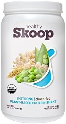 Healthy Skoop B-strong USDA Organic Complete Plant Based Chocolate Protein Drink Mix With BCAAs, Choco-lot, 19 ounce by Healthy Skoop