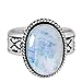5.60ctw,Genuine Rainbow Moonstone 10x14mm Oval & .925 Silver Overlay Handmade Rings