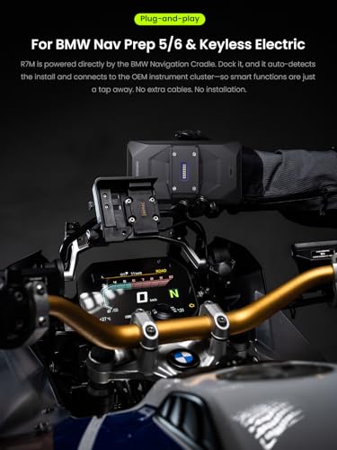 RiderNav R7M 7" Wireless Motorcycle CarPlay & Android Auto for BMW Motorcycles - Native Wonder Wheel & Action Camera Control (GoPro/Insta360)| TPMS/RPM| OTA Updates|1200-Nit IP69K GPS | Nav Prep 5/6