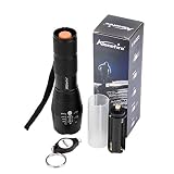 Alonefire G700 XML T6 LED Tactical Flashlight High Powered Brightest 5 Modes Water Resistant Black Torch Adjustable Zoomable Focus Handheld for Home Work Sports Outdoors Recreation Camping Hiking