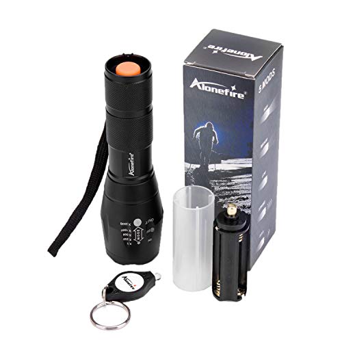 Alonefire G700 XML T6 LED Tactical Flashlight High Powered Brightest 5 Modes Water Resistant Black Torch Adjustable Zoomable Focus Handheld for Home Work Sports Outdoors Recreation Camping Hiking