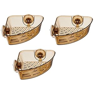 Amazon Brand – Solimo Plastic Suction Corner Bathroom Rack, Shelf Set of 3