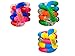Tangle Jr. Brain Tools Textured Sensory Fidget Toy, 3 Pack, Pink Yellow Blue, Blue Orange Green, Red Pink Blue