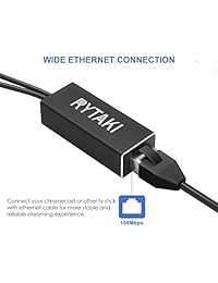 Rytaki   Adaptador de Ethernet para televisor Chromecast y Fire (micro USB a RJ45, cable de alimentación USB para fuente de alimentación)
