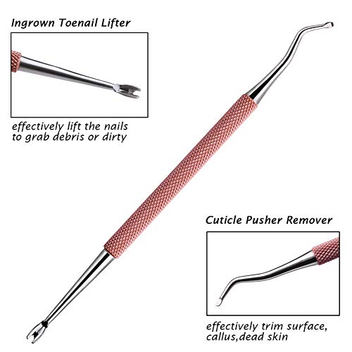 FAMILIFE L10 Cuticle Pusher Nipper Kit Professional Manicure Pedicure Tools Dead Skin Fork Stainless Steel Ingrown Toenail File Cuticle Trimmer 4Pcs Clippers Set Cuticle Remover