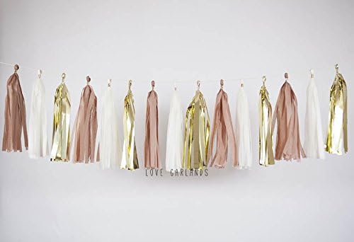Mocha Ivory Gold Tassel Garland, Neutral Tassel Garland, Neutral Bridal Shower, Neutral Wedding Decor, Neutral Baby Shower