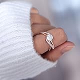 Barogirl Promise Ring Rose Gold Engagement Wedding Bands for Women Cubic Zirconia (10)
