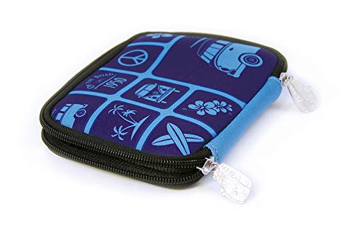 BRISA VW Collection - Volkswagen Neoprene Money Bag Purse Wallet in T1 Bus Design (Surf/Blue)