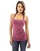 PattyBoutik Women Crochet Inset Ruched Detail Tank Top (Moderate Raspberry Medium)