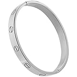 FHMZ(TM) Gold Plated Cuff Bracelet Hinged Bangle for Women Oval Fits 6.5 Inch Wrists