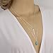 Zealmer Turquoise Bead Pendant Necklace Double Layers Bar Necklace Silver Tone