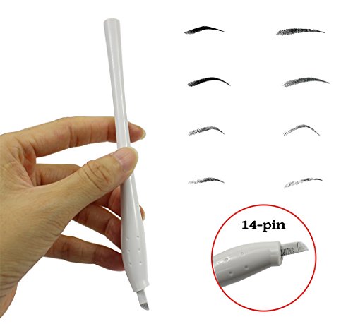 Xiaoyu 5PCS Disposable Microblading Manual Pen with Needle Semi-permanent Makeup, F14 Needles