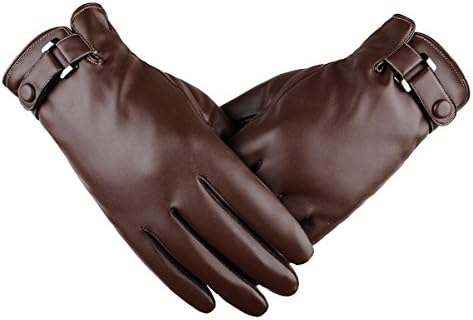 JOYEBUY Outdoor Leather Gloves Warm Winter Mittens Touch Screen Gloves For Men (One Size, Coffee)