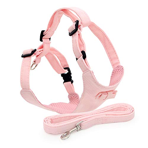Kitten Harness and Leash Escape Proof for Walking Adjustable Neck Cat Collar Rabbits Puppy Kittens Soft Breathable Mesh Pet Vest (M, Pink)