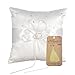 Remedios Ivory Satin Double Hearts Decoration Wedding Ring Bearer Pillow, Ivory 7.5