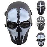 Outgeek Airsoft Mask Full Face Protective Mesh Mask Skull Mask for Costume