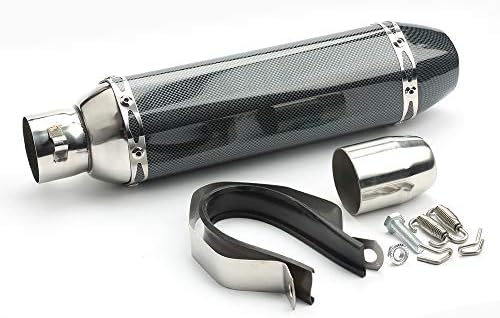 Qlhshop Universal 1.5-2" Motorcycle Inlet Exhaust Muffler Pipe with Removable DB Killer for Street/Sport Motorcycles and Scooters with 38-51mm Diameter Exhaust Pipes (Black)