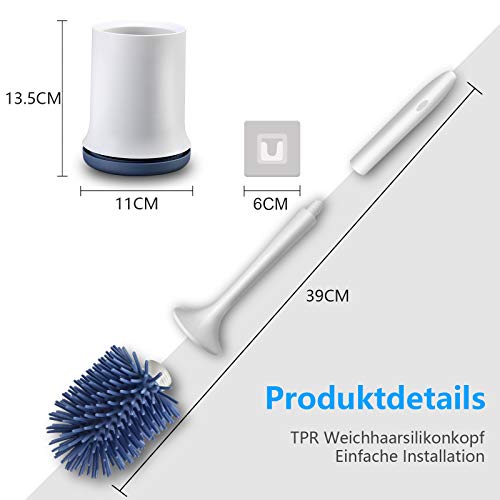aifulo Toilettenbürste,WC-Bürsteund Behälter,Handgriff ist abnehmbar und schnell trocknendem Haltersatz,Wandmontage & Stehen für Badezimmer Toilette und Gäste-WC (Blau)