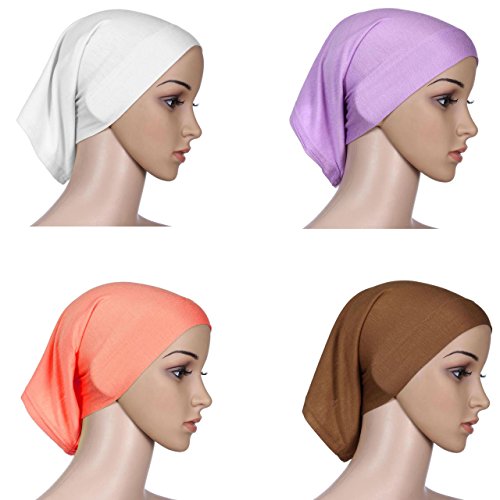 Islamic Light Cotton Soild Color Elastic Sun Tube Caps Cook Clean Head Wrap (Colorful 6)