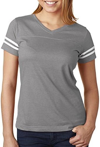 LAT Apparel Womens Fine Jersey Football T-Shirt, Vintage Heather/Blended White, X-Large by LAT Apparel