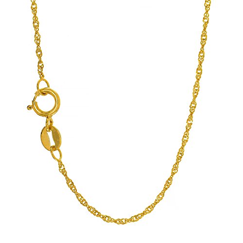 JewelStop 14k Solid Yellow Gold 1.5 mm Singapore Chain Anklet 10
