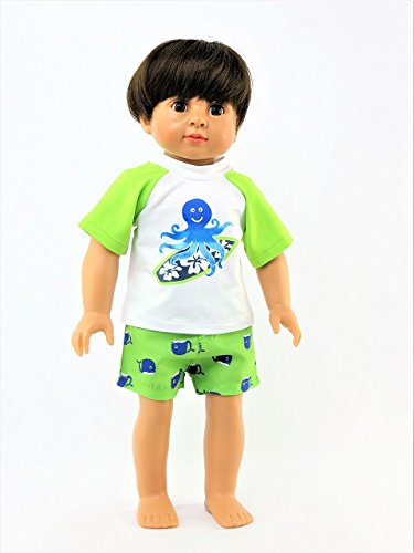 Boyâ€™s Surfing Octopus Rash Guard Set - Fits 18