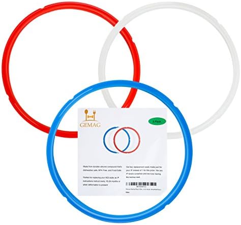 3PCS Instant Pot Silicone Sealing Ring 5qt / 6qt Sweet and Savory Edition for IP DUO-80 - 3 Pack (5qt / 6qt, Blue/Red/Clear)