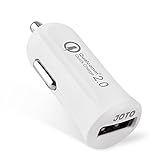 Quick Charge 2.0 USB Car Charger, [Qualcomm Certified] JOTO mini Turbo Rapid USB Car Charger (QC 2.0 mini USB Car Charger) for iPhone, iPad Apple and Android devices (White)